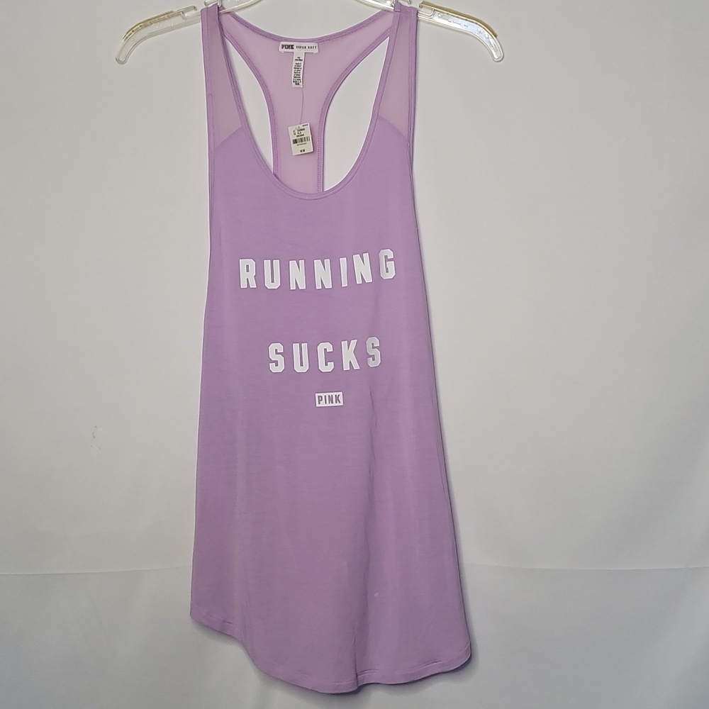 NWT Victoria Secret Pink razor back purple tank top running sucks size Medium